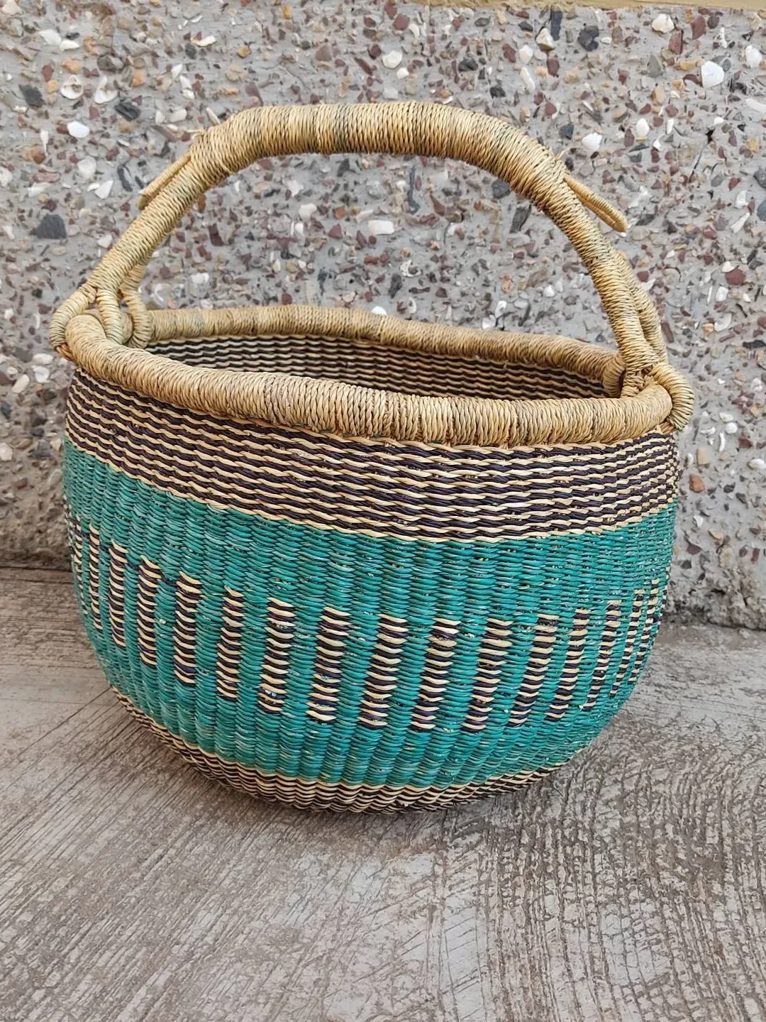 Ghana Woven Market Basket | Harvest Basket | Shopping Basket | Birthday Gift Basket
