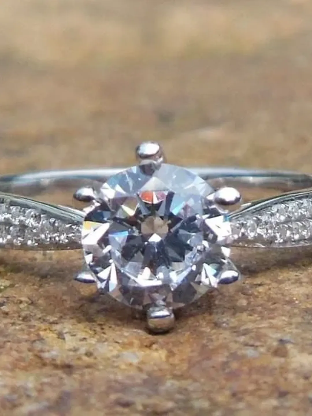 Solid 14K White Gold  Fashion Engagement & Wedding Semi Mount Ring / Diamond Ring