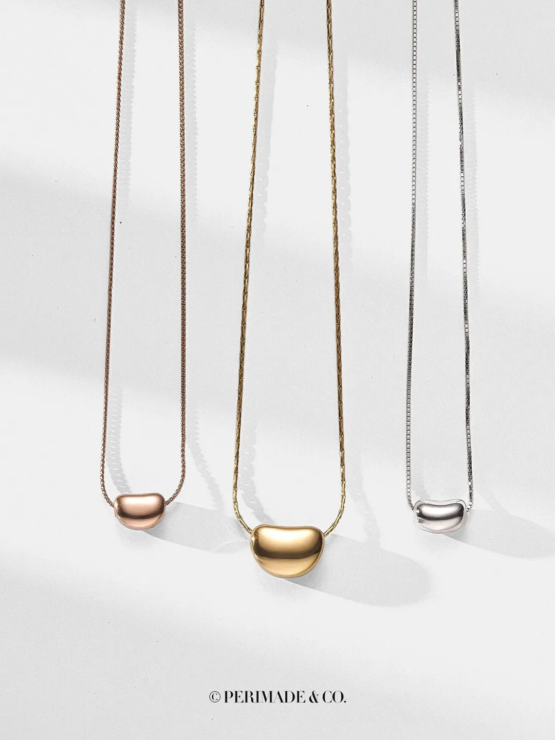 PERIMADE Acacia Bean Pendant Necklace • Dainty Gold Bean Pendant • Sterling Silver Friendship Jewelry • Trendy Best Friend Gift