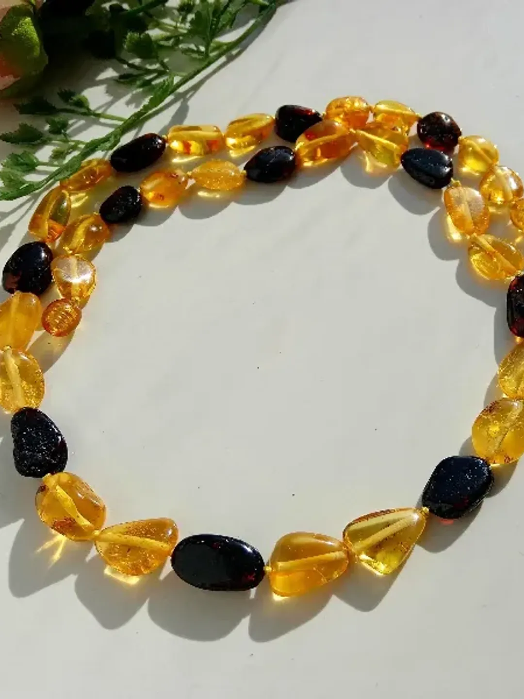 Amber Jewelry Beads Necklace for Women Natural Baltic Amber Necklace Multicolor Semi Precious Stone Necklace Holiday