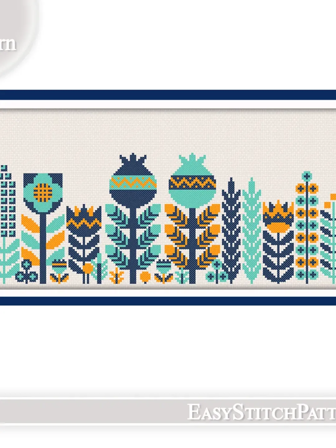 Boho cross stitch pattern. Flowers cross stitch. Scandinavian Cross Stitch pattern.