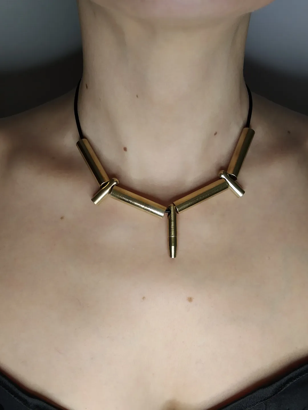 Cyberpunk necklace recycled Futuristic necklace Brass contemporary choker for punk girlfriend.