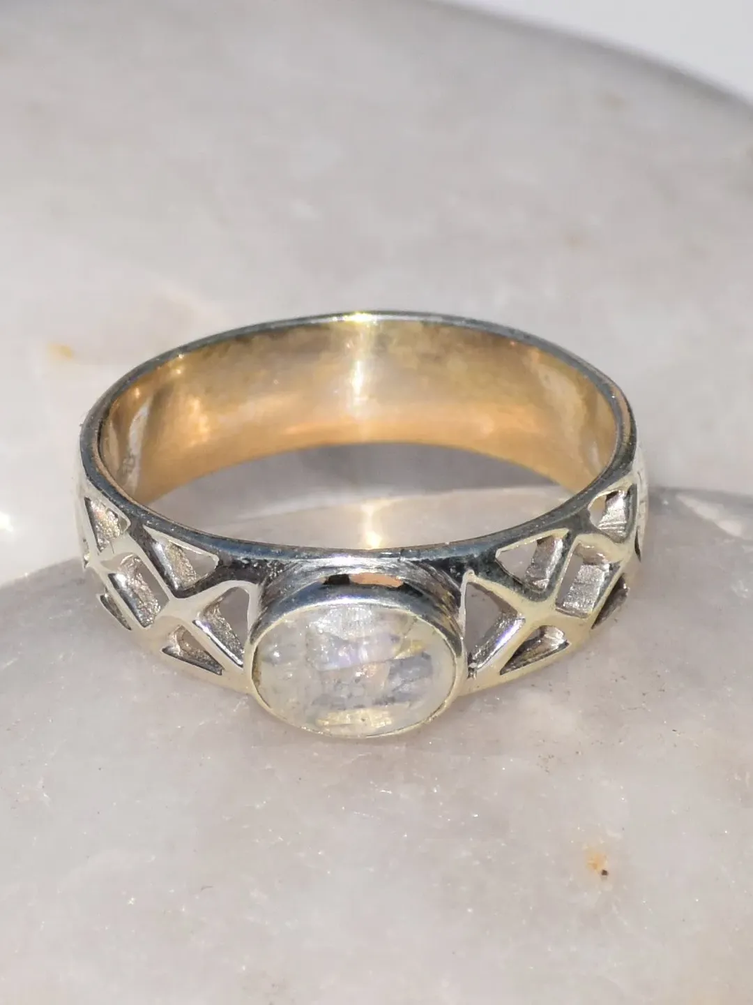 Rainbow Moonstone Ring, 925 Sterling Silver Ring, Silver Band Ring, Handmade Ring, Solitaire Ring, Statement Ring, Fidget Ring, Chunky Ring