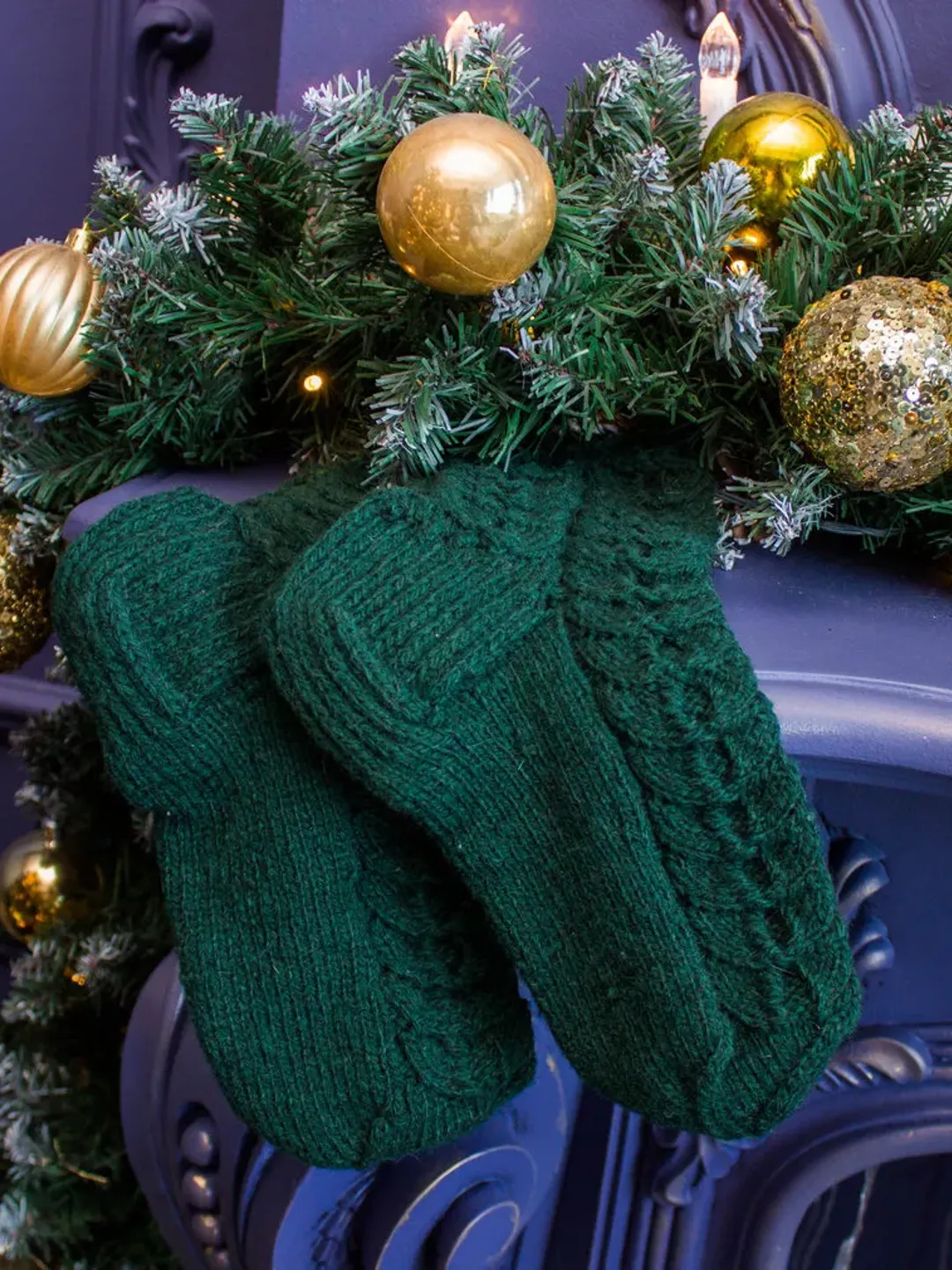 Hand knitted socks green color. Handmade.