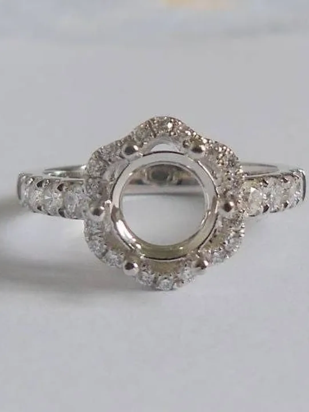 Solid 14K White Gold Semi Mount Ring, 6.5mm Round Semi Mount Ring, Diamond Ring, Engagement Ring, 6 Prong Ring