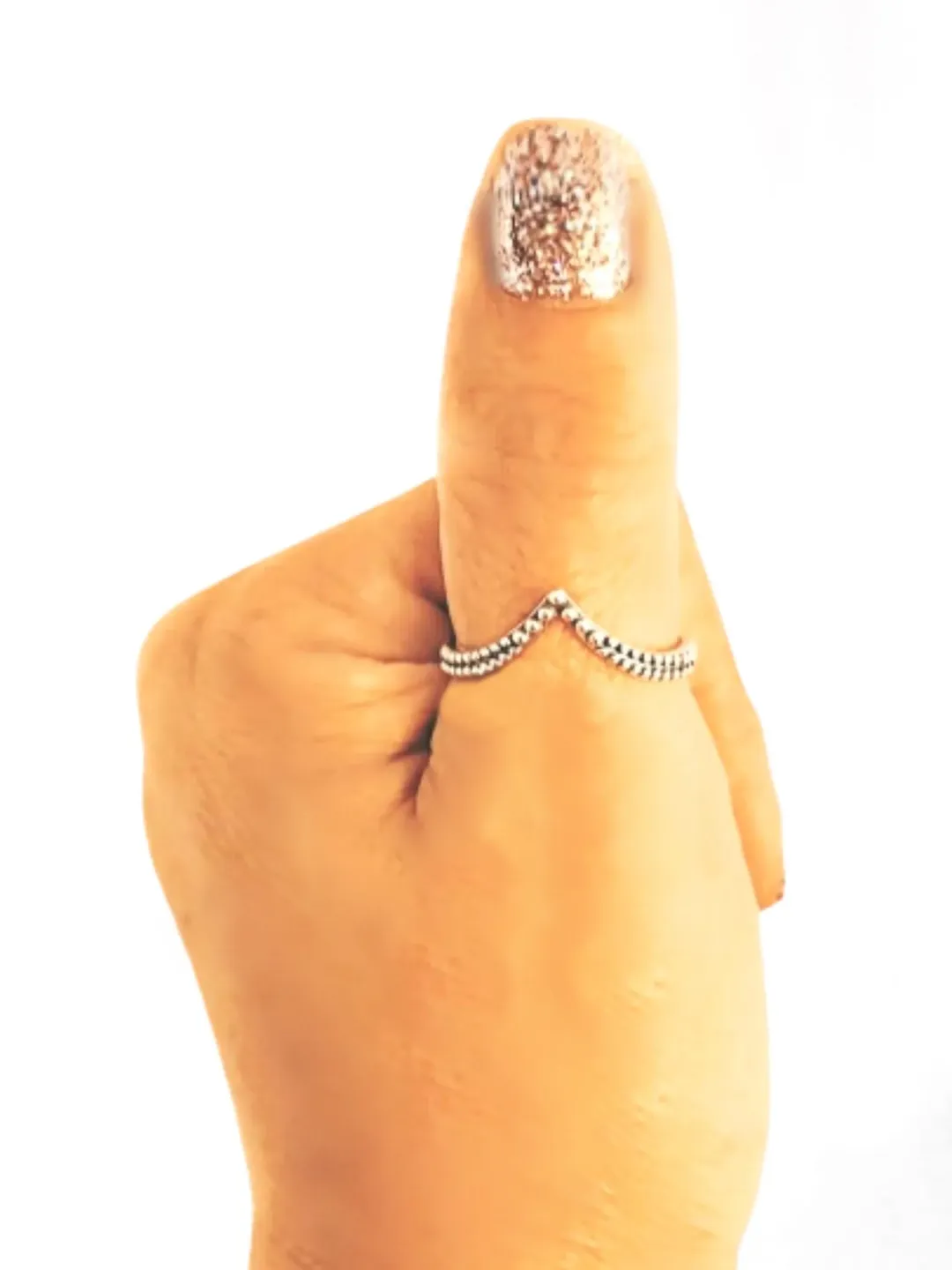 Thumb Ring Sterling Silver Thumb Ring Chevron V Toe Ring Pinky Ring Gift for Women Antique Patina Size 4 to 10.5