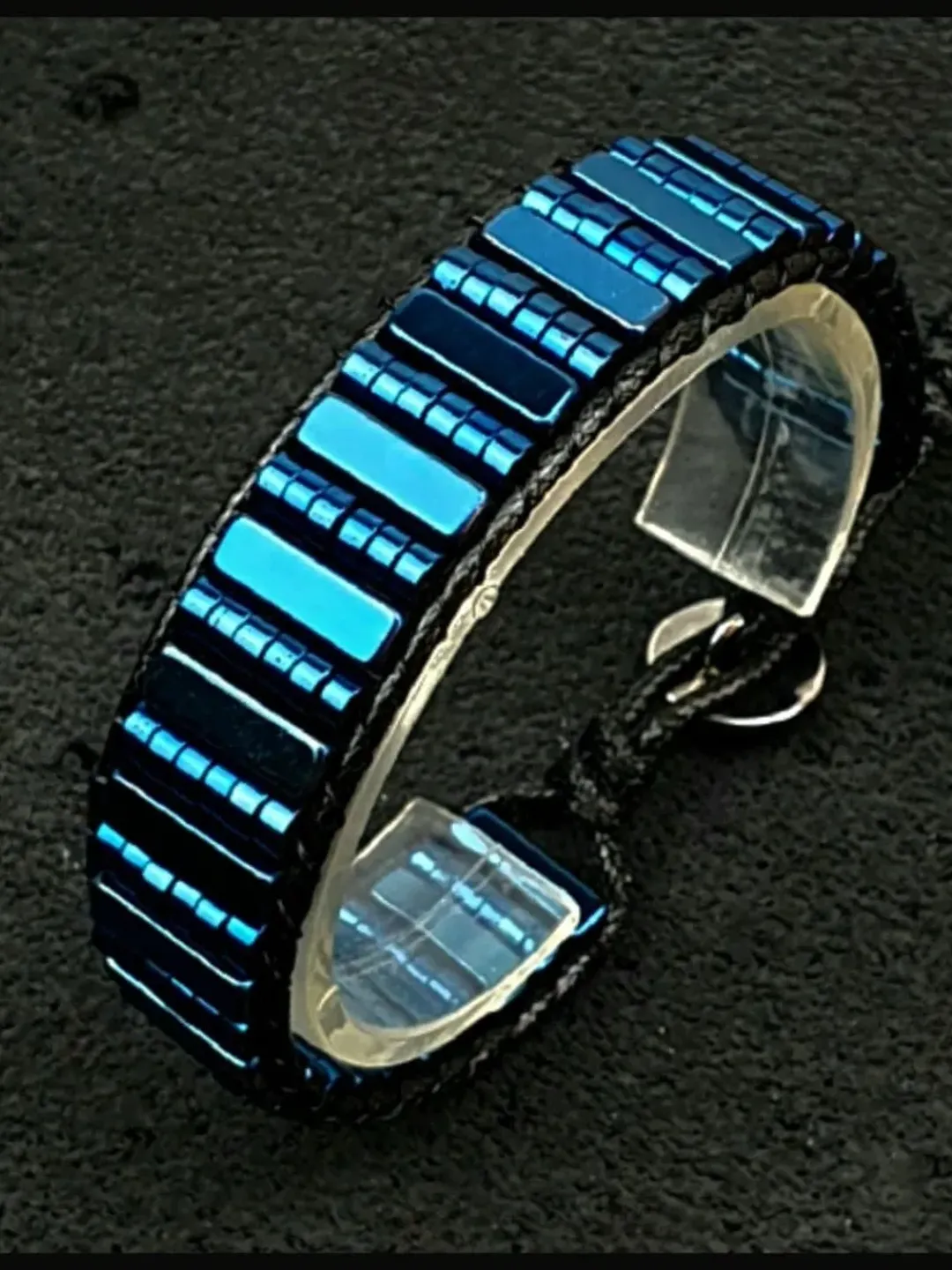 Hematite Bracelet, Blue Wristlet, Graduation Gifts, Arm Band Accessorize, Gemstone beads, Gift for boyfriend, Special Desing, Blue Hematite