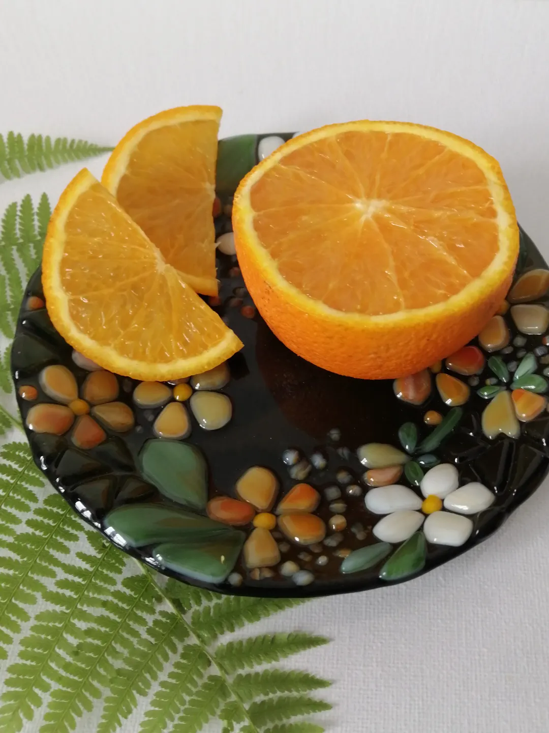 Fused glass flowers plates - Fused glass art - Dessert plates with flowers