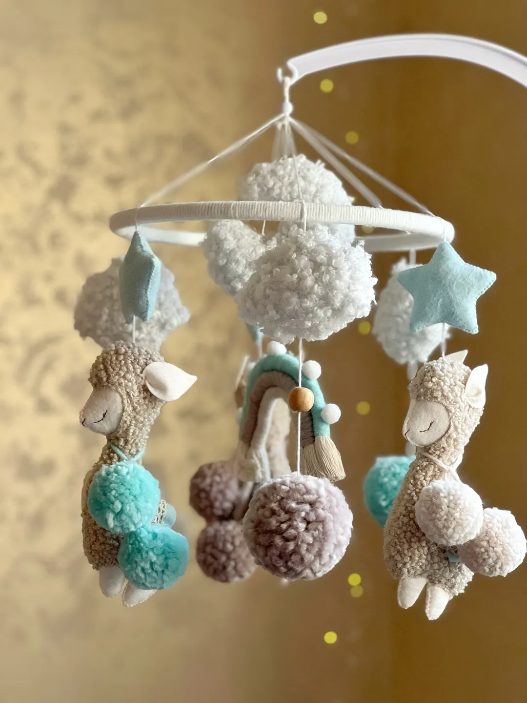 Lamas mobile boho, crib mobile felt, baby mobile, baby boy mobile, baby shower gift, nursery mobile