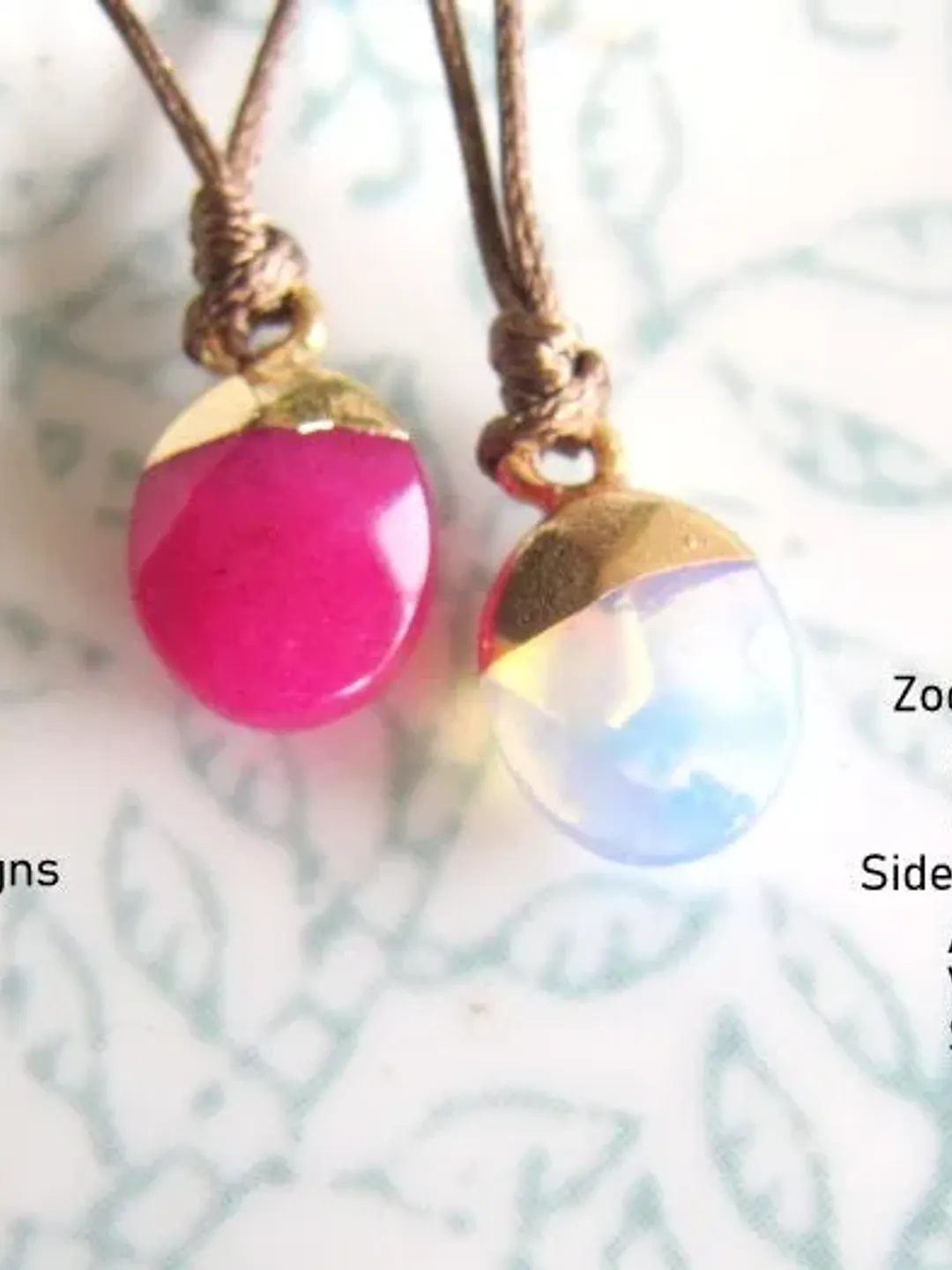 Necklace aventurine stone pendant Opal october stone jade, zodiac stone Adjustable necklace natural stone , Mother present for women,