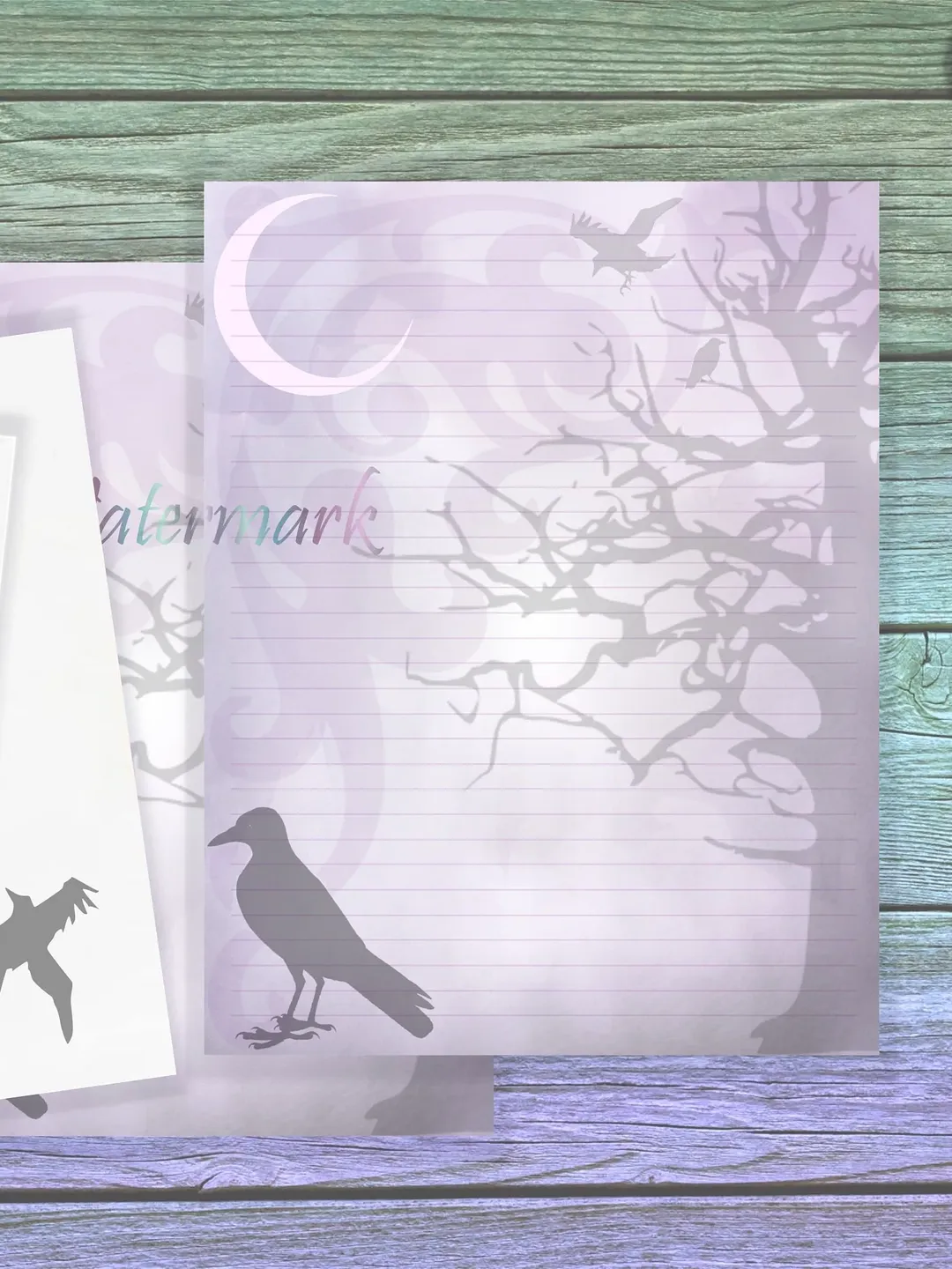 Moon Raven Writing Paper | Raven Stationery Set | Crow Letter Paper | Envelope Set | Enchanted Forest | Spooky Forest Stationery Paper