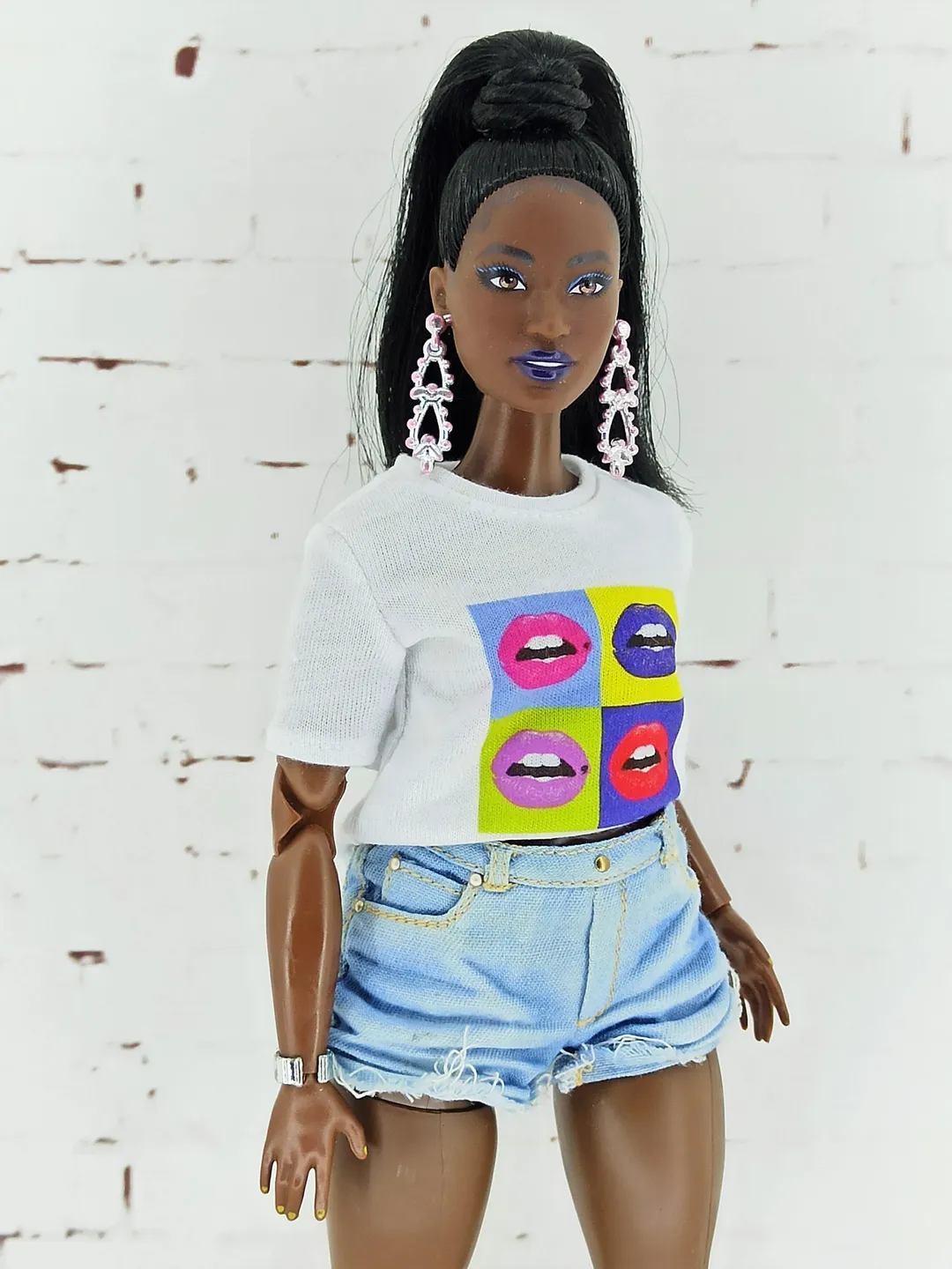 Light Blue Denim Shorts for Curvy Barbie Doll