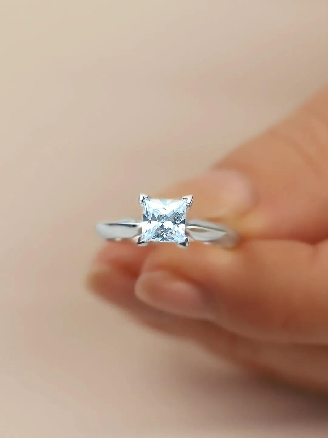 PRINCESS CUT RING | Simulated Diamond Ring | Princess Cut 1.0 Carat Gold Ring Band |14k White Gold Cut Diamond Ring | Gift For Wedding