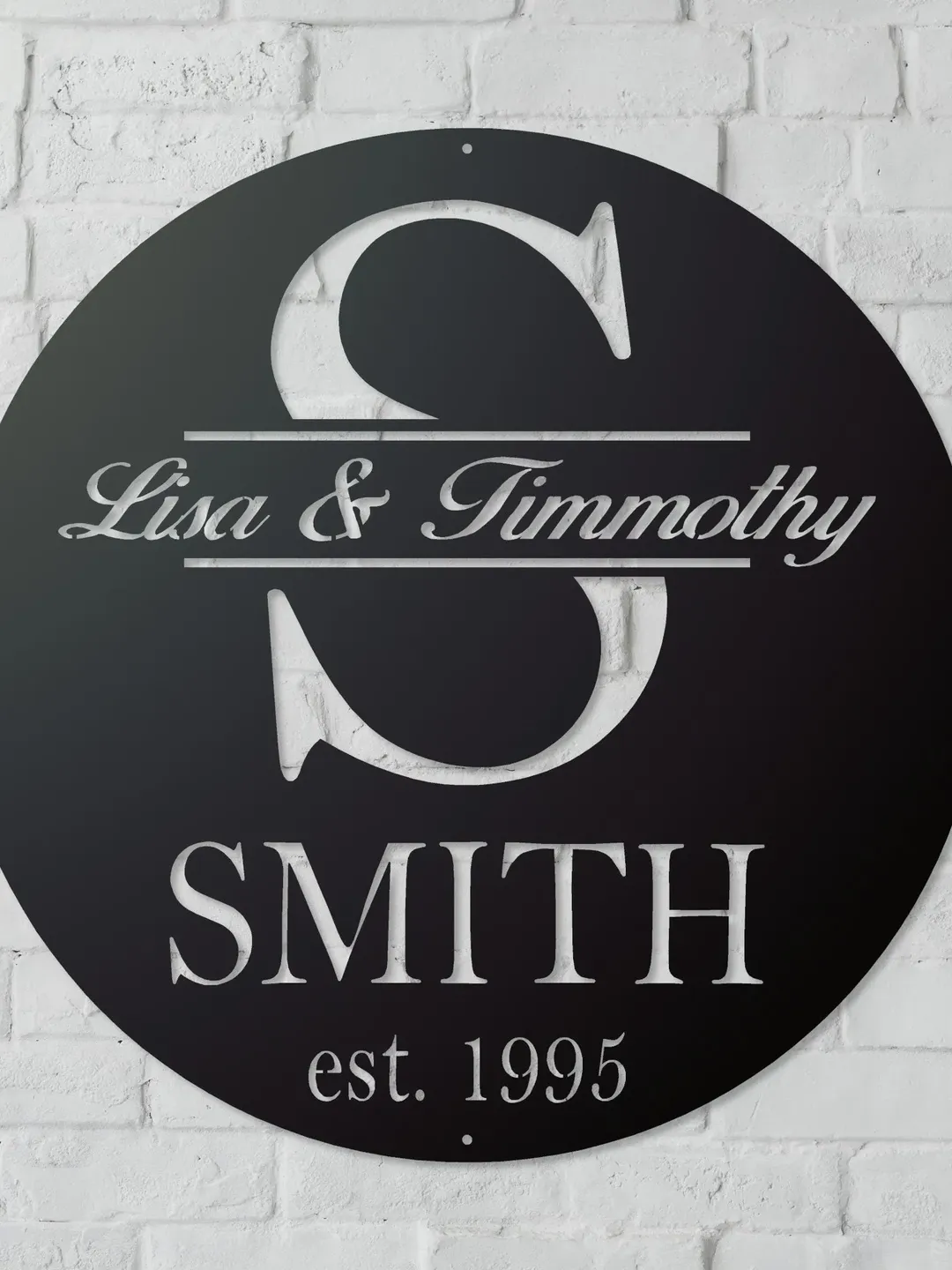Wedding Gift Personalized Metal Sign, Established Date with first and last Last Name Sign, Monogram Gift Idea, Porch Decor, Balcony deocr