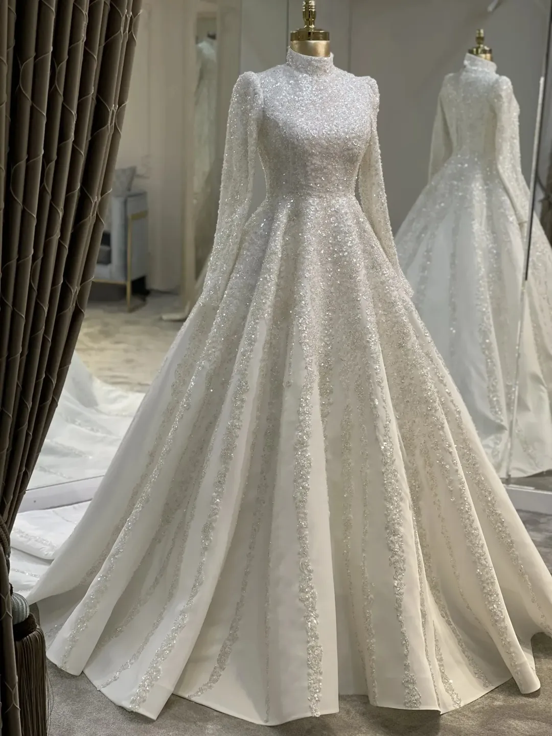 Gll White Embroidered Shoulder Details Princess Wedding Gown, Bridal,  Muslim Wedding, Hijab , White Wedding Dress, Islamic Wedding