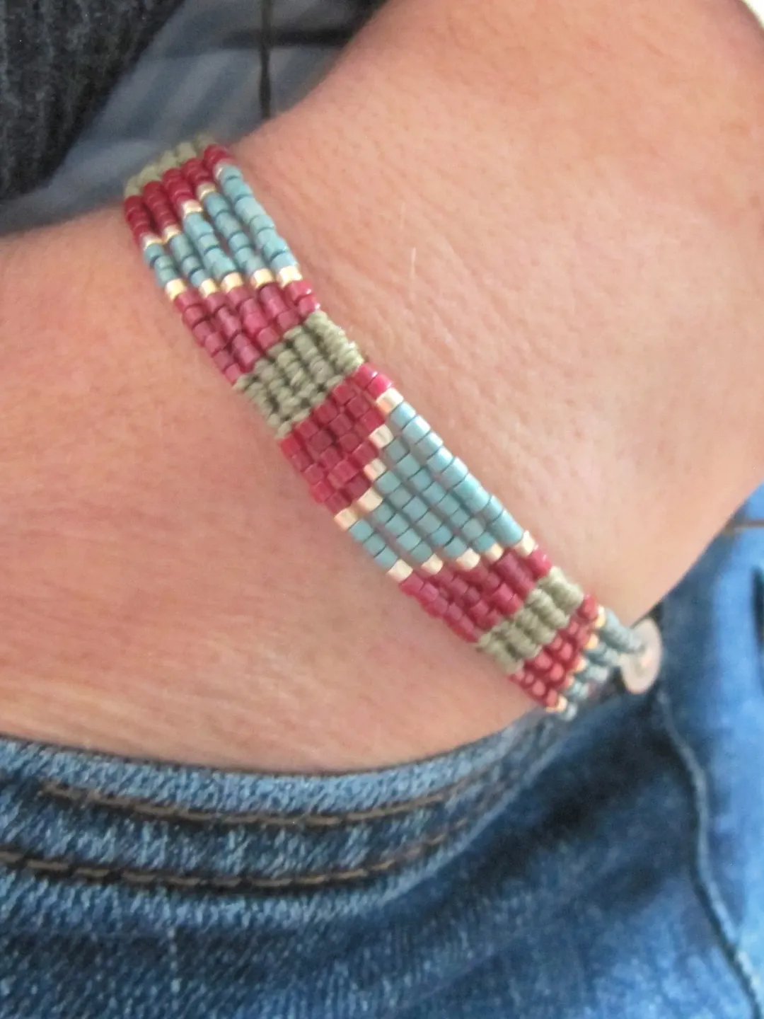 Miyuki bracelet and micro macrame, Miyuki ring, peyote jewelry, women gift Christmas gift for friend, macrame bracelet