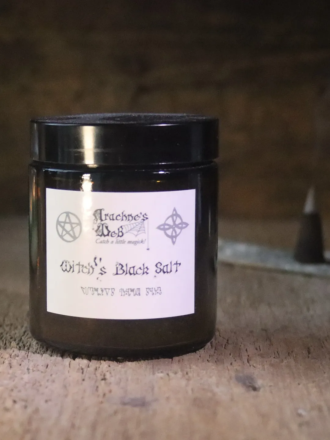 Witch's Black Salt, Magic Black Salt, Purification Black Salt, 5 Wood Charcoal Salt, Protection Black Salt, 4 oz Black Salt Jar
