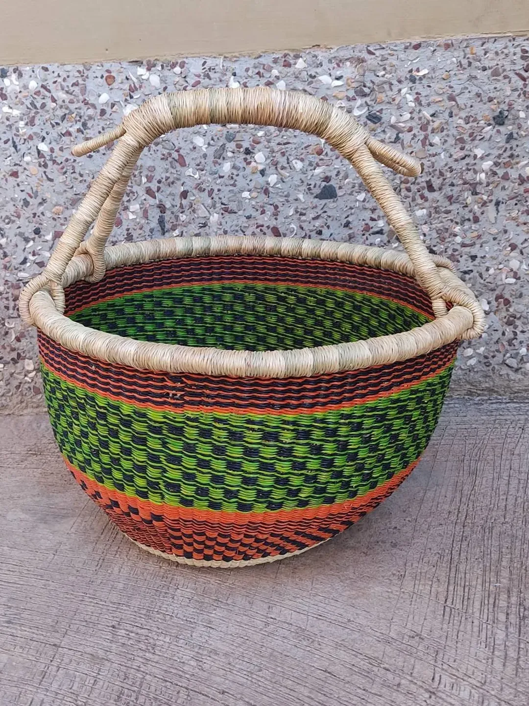 Handwoven Basket| Bolga Market Basket | Fruit Basket | Picnic Basket | African Basket