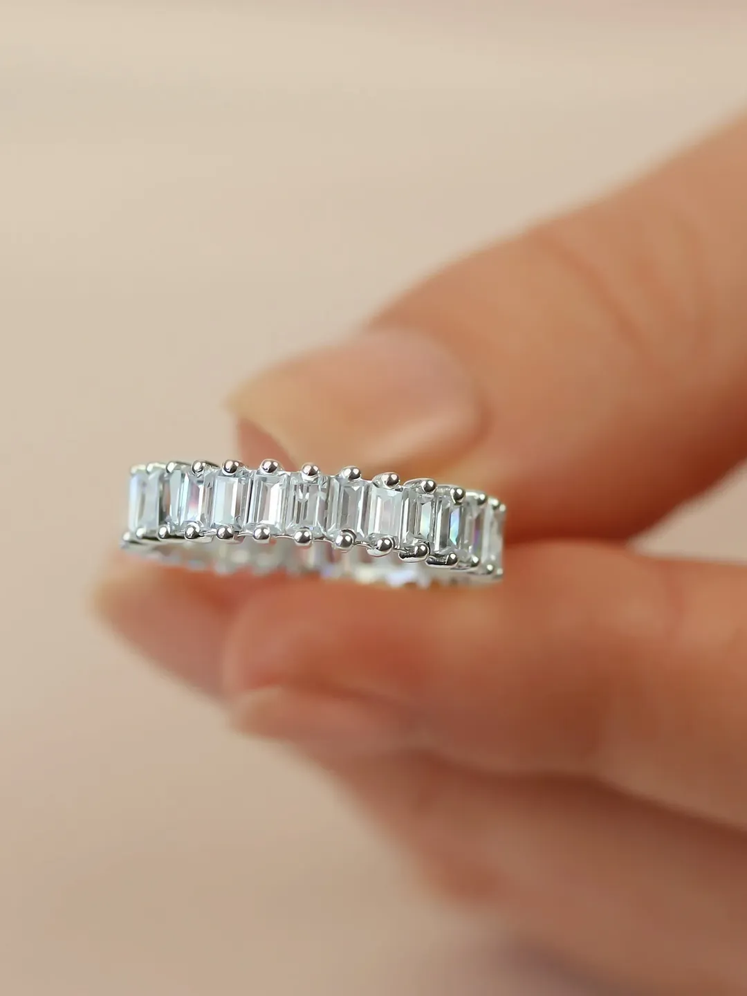 WOMEN WEDDING RING | Baguette Moissanite Full Eternity Ring Band | Women Gold Wedding Rings | Valentine’s Day Gift | Solid Gold Rings