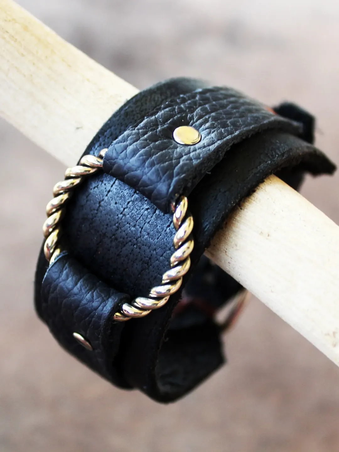 Black Braided O Ring Leather Bracelet, Wide Black Leather Cuff Bracelet, Women Leather Bracelet, Black Leather, Genuine Leather Jewelry