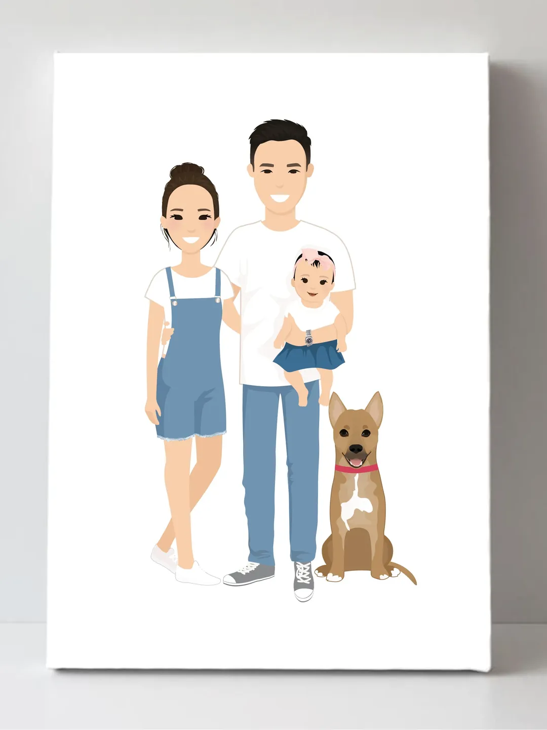 Custom family Portrait with pet, Christmas gift, wedding portrait