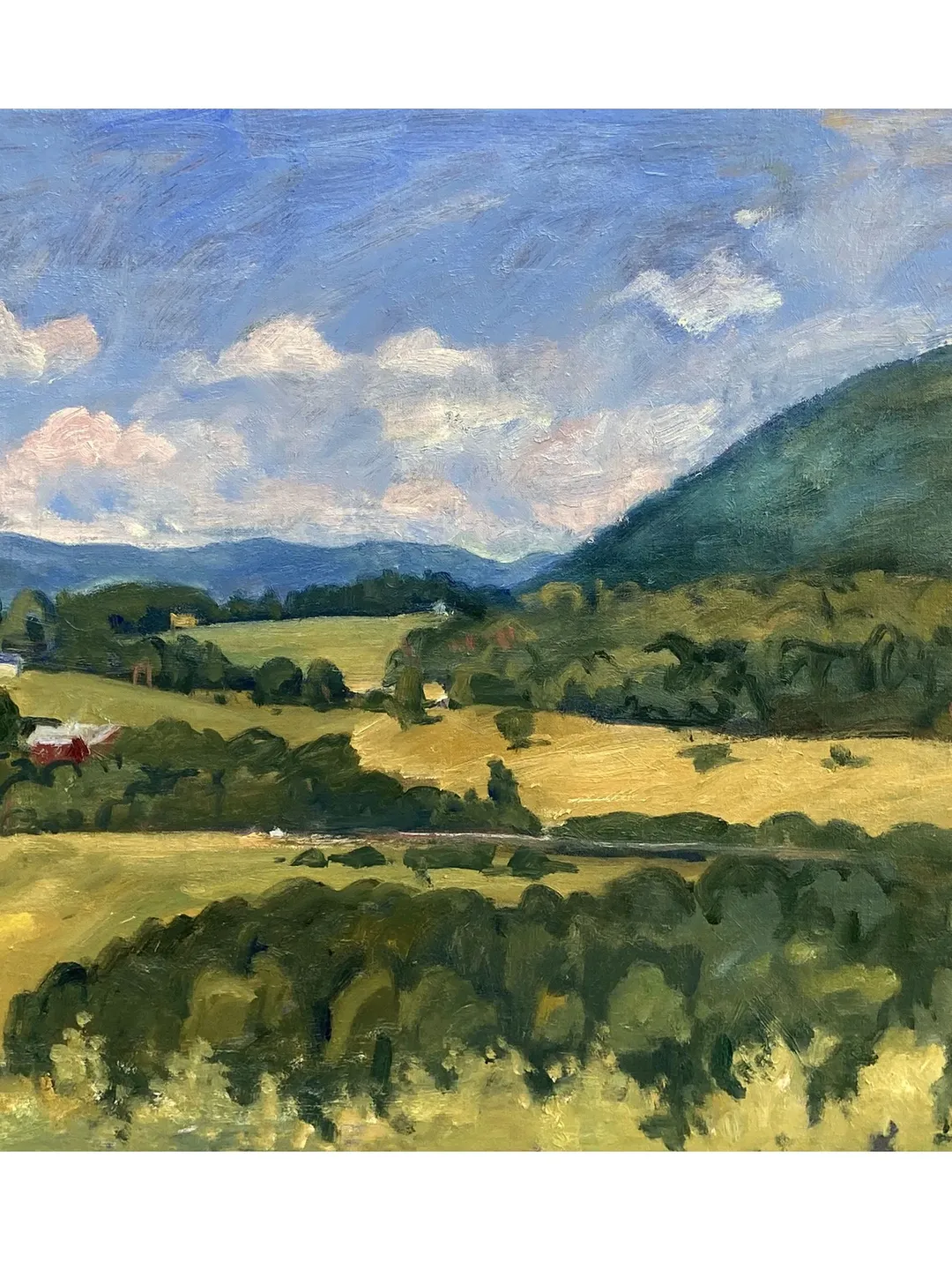 Original Landscape Painting - Summer Sky/Berkshires - 12x18 Oil on Linen, Impressionist Plein Air Fine Art, Signed Original
