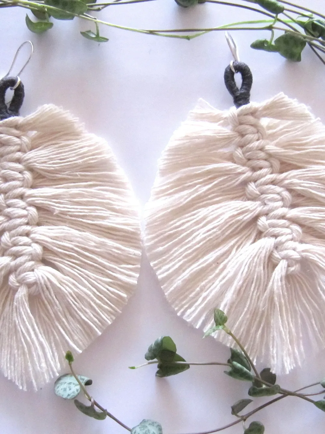 Macrame Earrings Feather, Feather Earrings, Boho Earrings, Macrame Jewelry, Summer Jewelry, Boho Jewelry, Cotton Earrings, Feather,