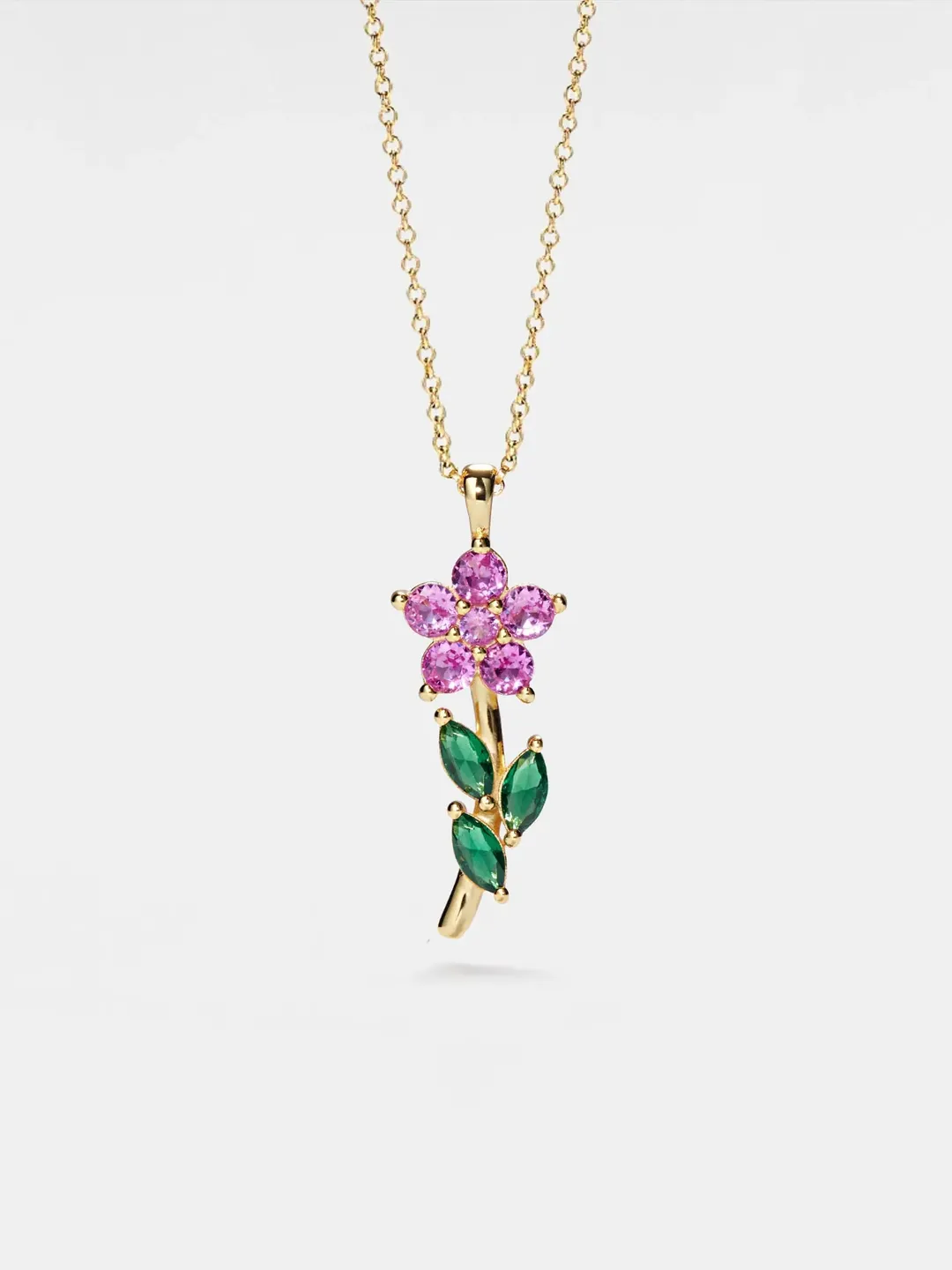 PERIMADE Colorful Flower Charm Pendant • Crystal Flower Layering Necklace • Sterling Silver Friendship Jewelry • Trendy Best Friend Gift