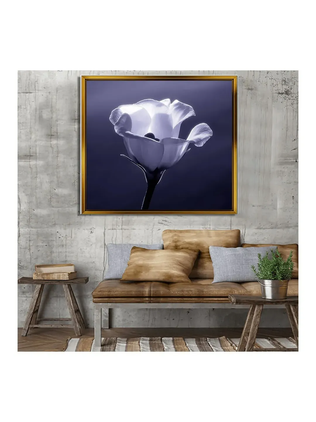 Flower Print on Canvas , Floating Frame Option, Modern Wall Art, Extra Large Canvas Wall Art