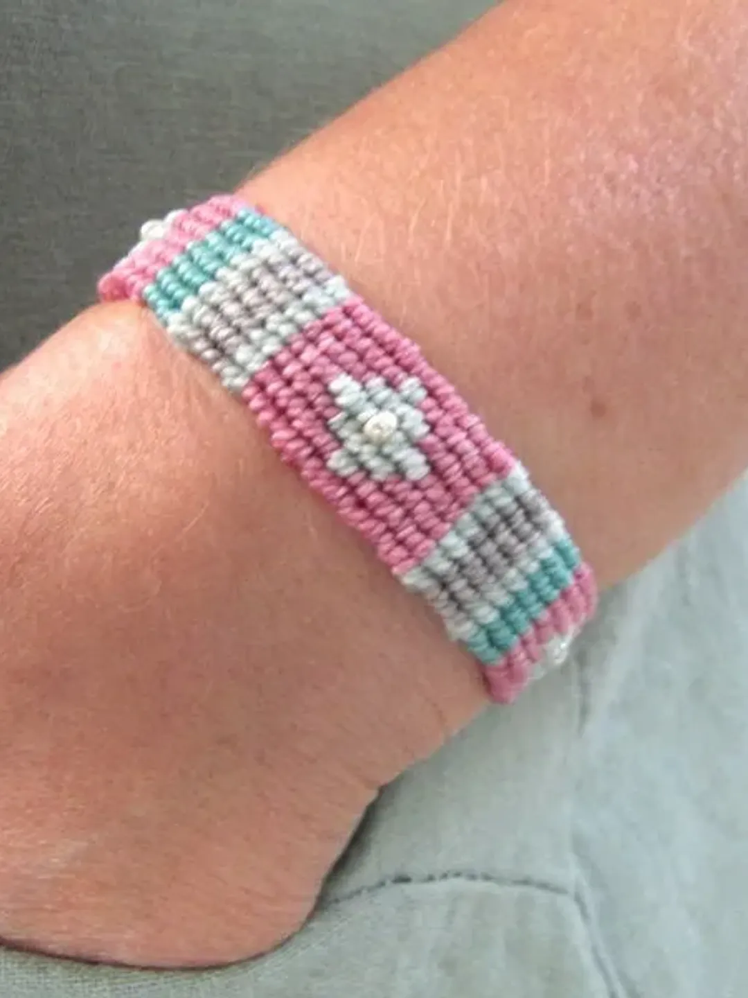 Macrame bracelet , women bracelet boho style with silver metal rocailles, macrame jewelry, MACRAME BRACELET, Gift