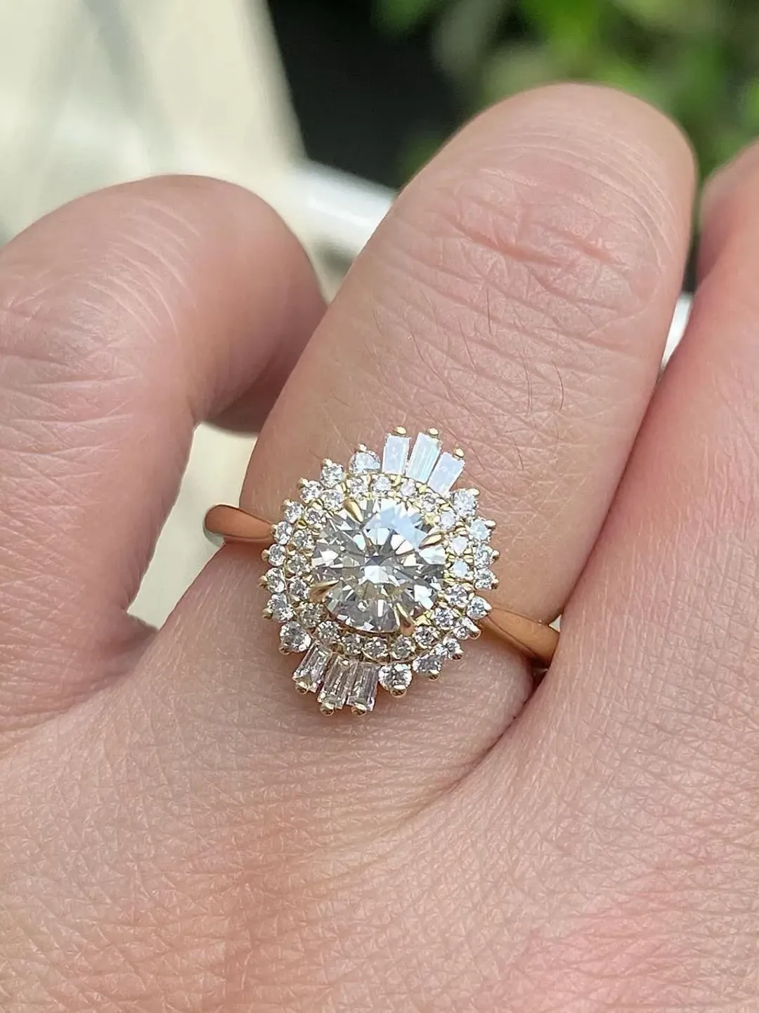 Art Deco Style Round Cut Moissanite 6.5mm 1.ct Wedding Ring,Valentine Gift,Gift For Her,Anniversary Ring,Perfect gift for Her,Birthday Gift.