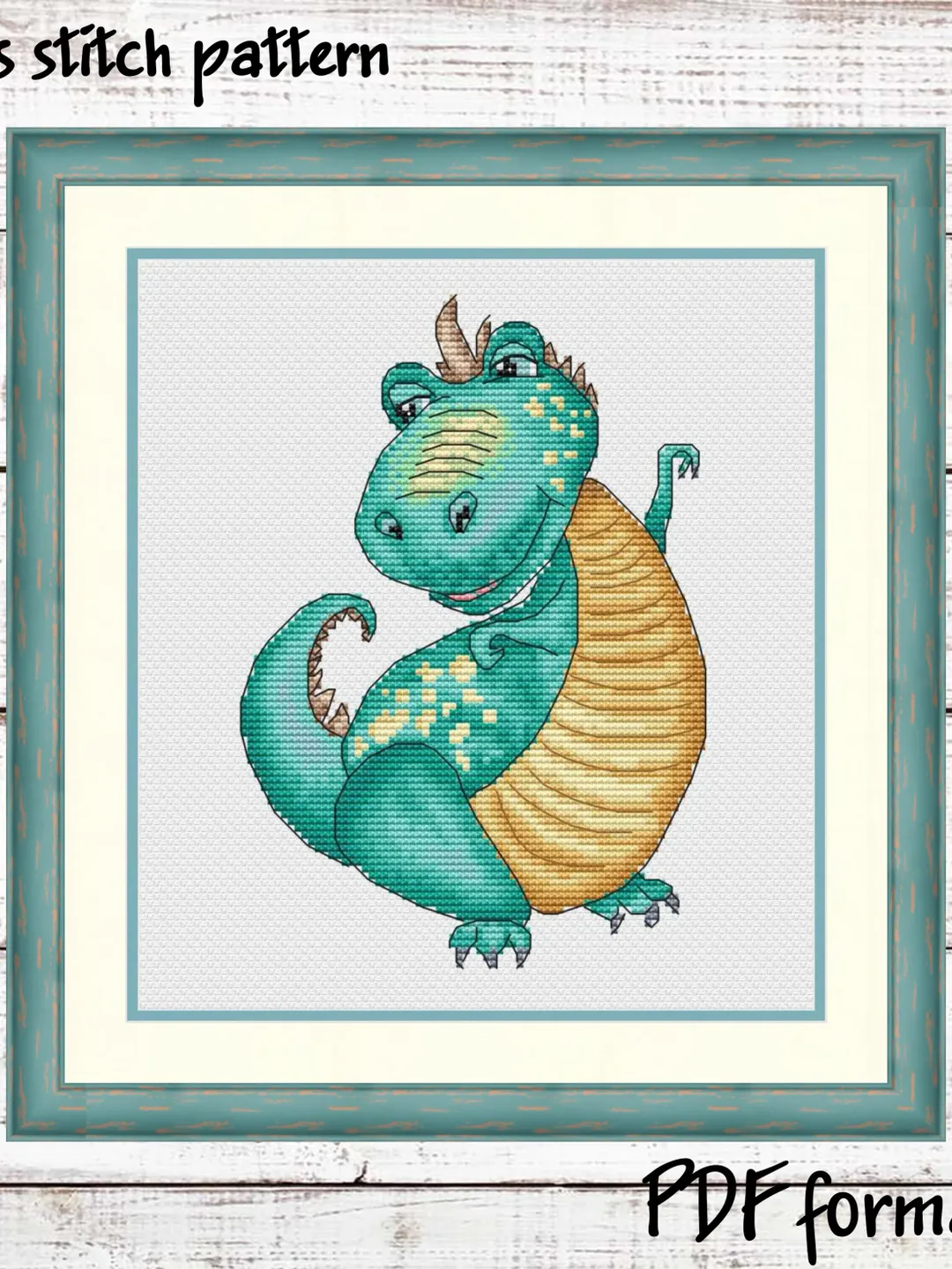Dinosaur Cross Stitch Pattern PDF, Fantasy cross stitch picture, Dragon cross stitch pattern modern