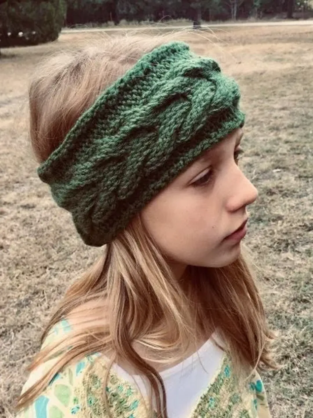 Knit Yarn Ear Warmer Headband, Cable Pattern Hair Tie, Winter Ear Muff, Wide Headbands, Mother's Day Gifts for Her, Christmas or Birthdays