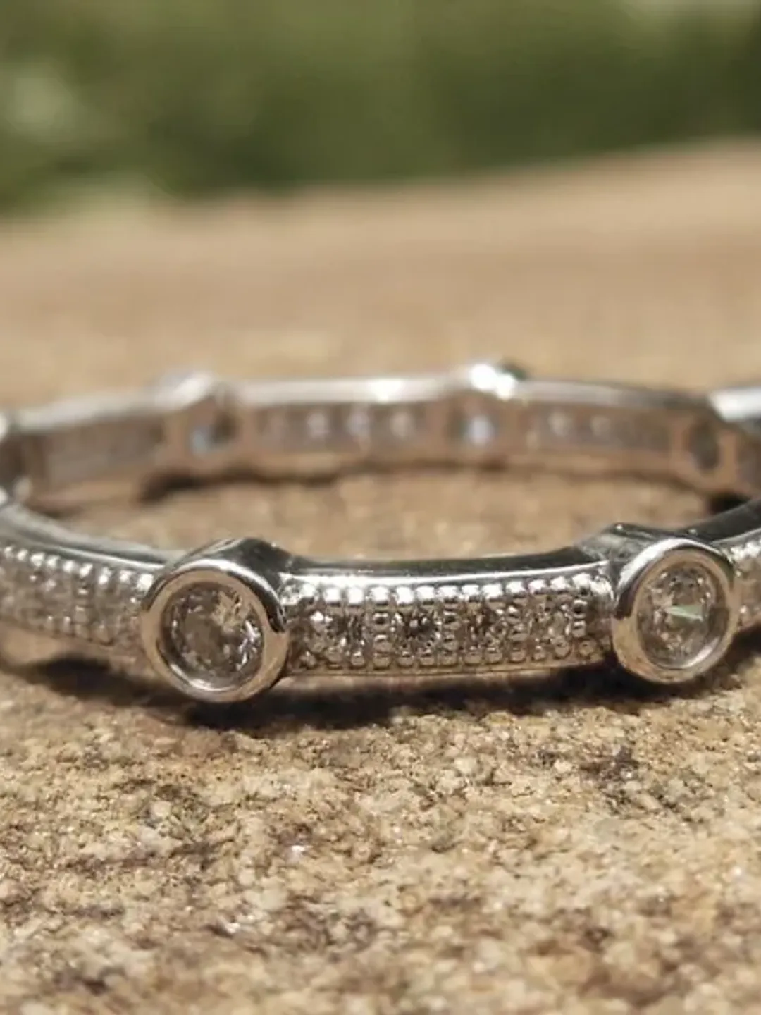 Solid 14K White Gold Fashion Ring / Diamond Ring / Wedding Band