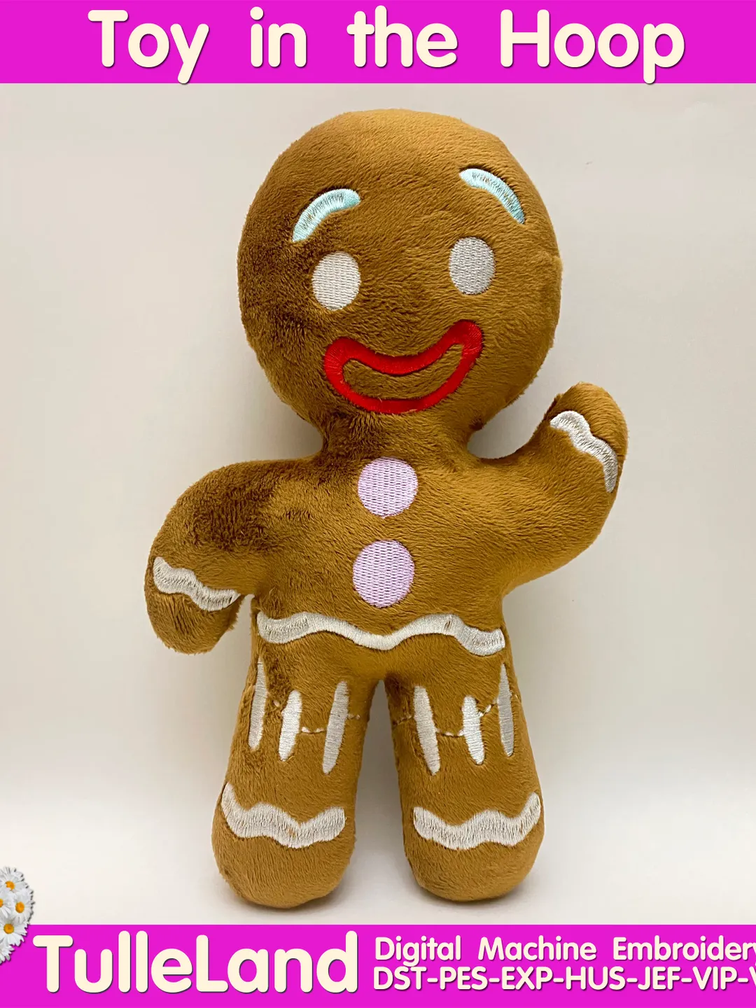 Gingerbread Stuffed Toy In The Hoop  ITH Pattern plush Toy digital design for  Machine Embroidery