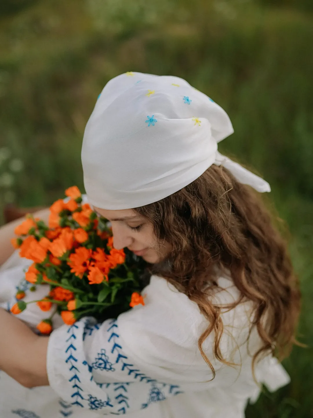 Head scarf silk Embroidered Sheer scarf Silk hair scarf Bandana Silk scarf women Floral Head Scarf