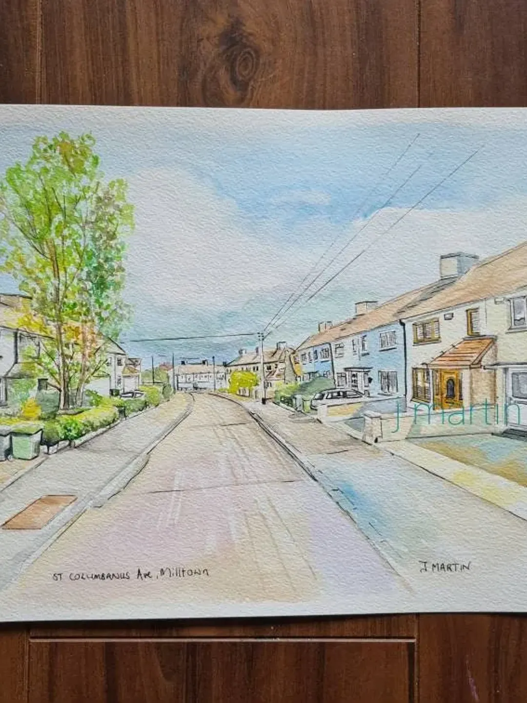 St Columbanus Ave, Milltown, Dublin 14. Middle of the Avenue towards the field, unmounted, unframed