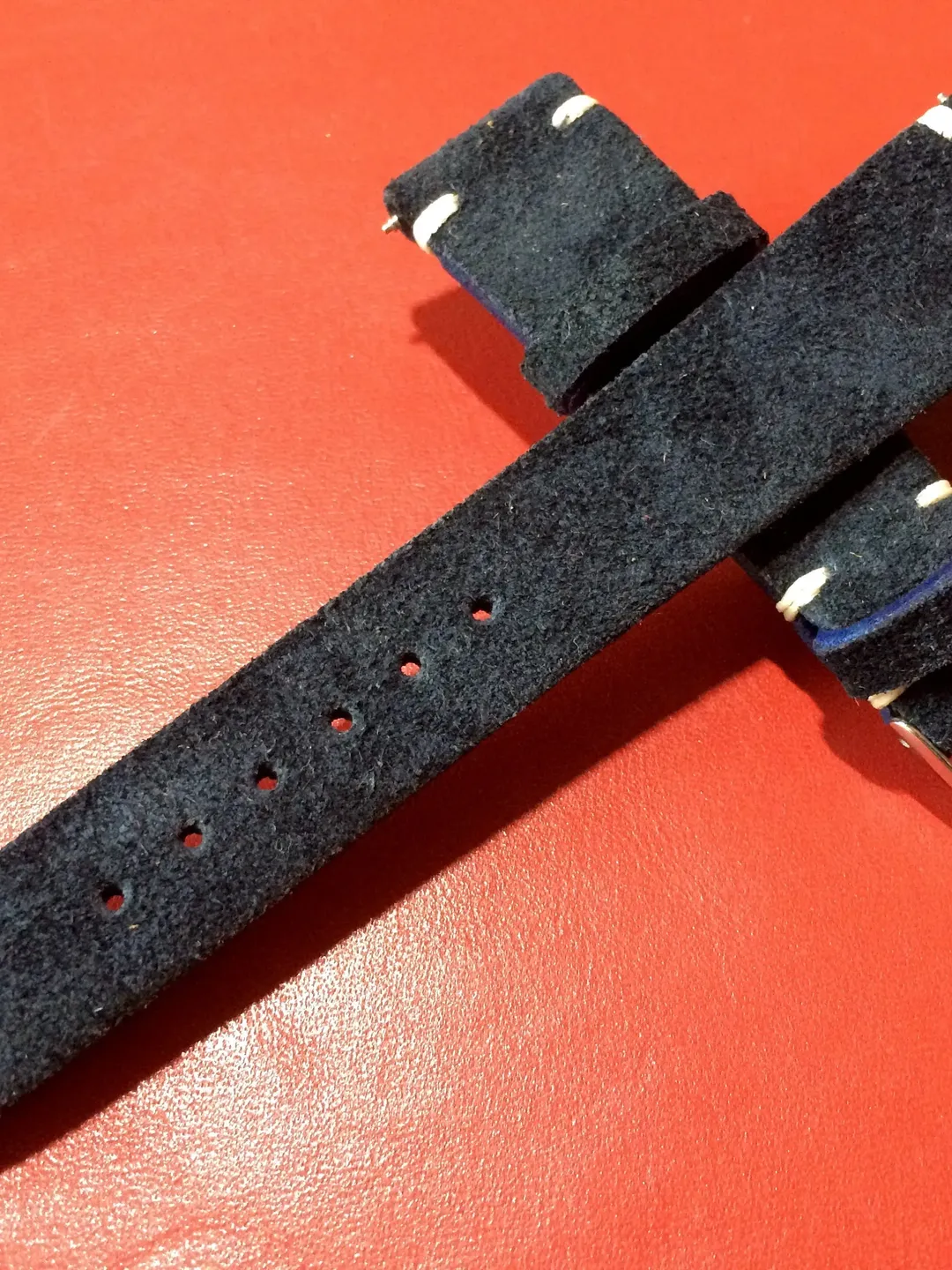 Leather watch band, Suede Leather, Leather watch strap, Dark blue watch band for 19mm, 20mm lug, Suede Blue, 16mm buckle, FREE SHIPPING