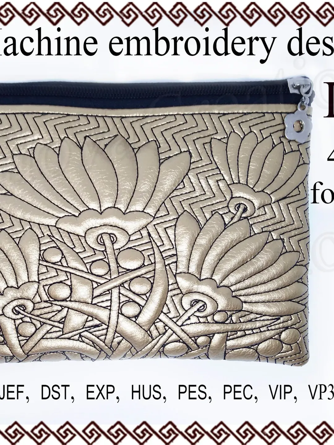 Embroidery design ITH cosmetic bag Flower Machine embroidery designs  In the Hoop zipper bag File Instant Download Embroidery project 5x7