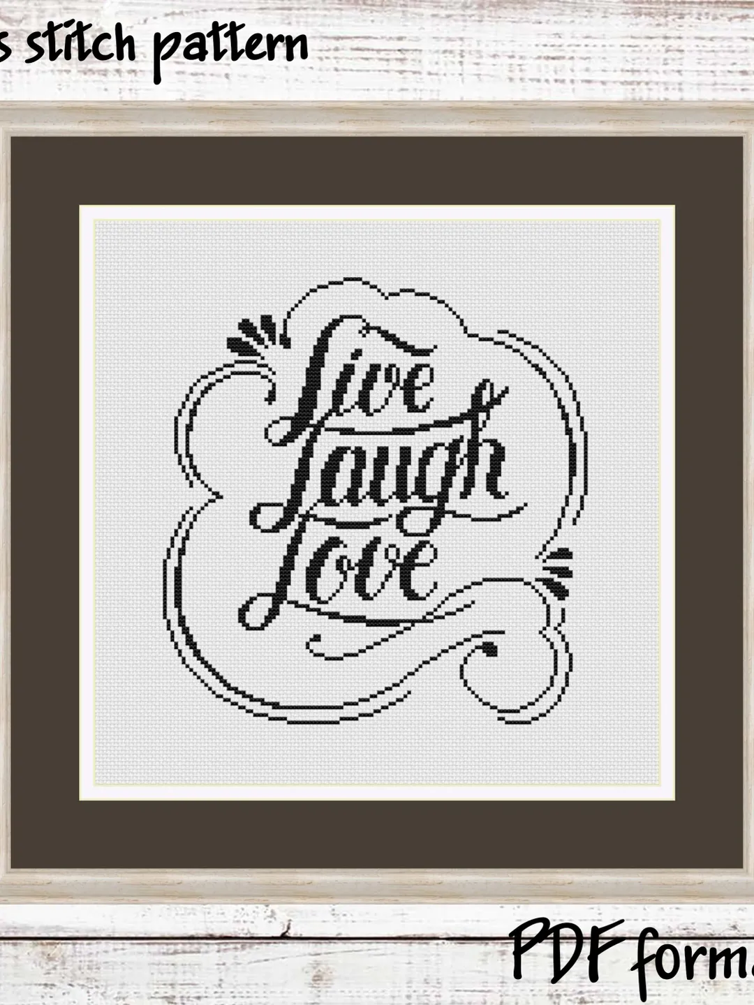 Live Laugh Love Cross Stitch Pattern, Modern Cross Stitch, Inspirational Quote Cross Stitch Pattern, Cool Cross Stitch