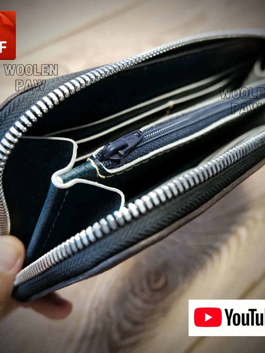Leather pattern download - Zipper wallet. ZW1