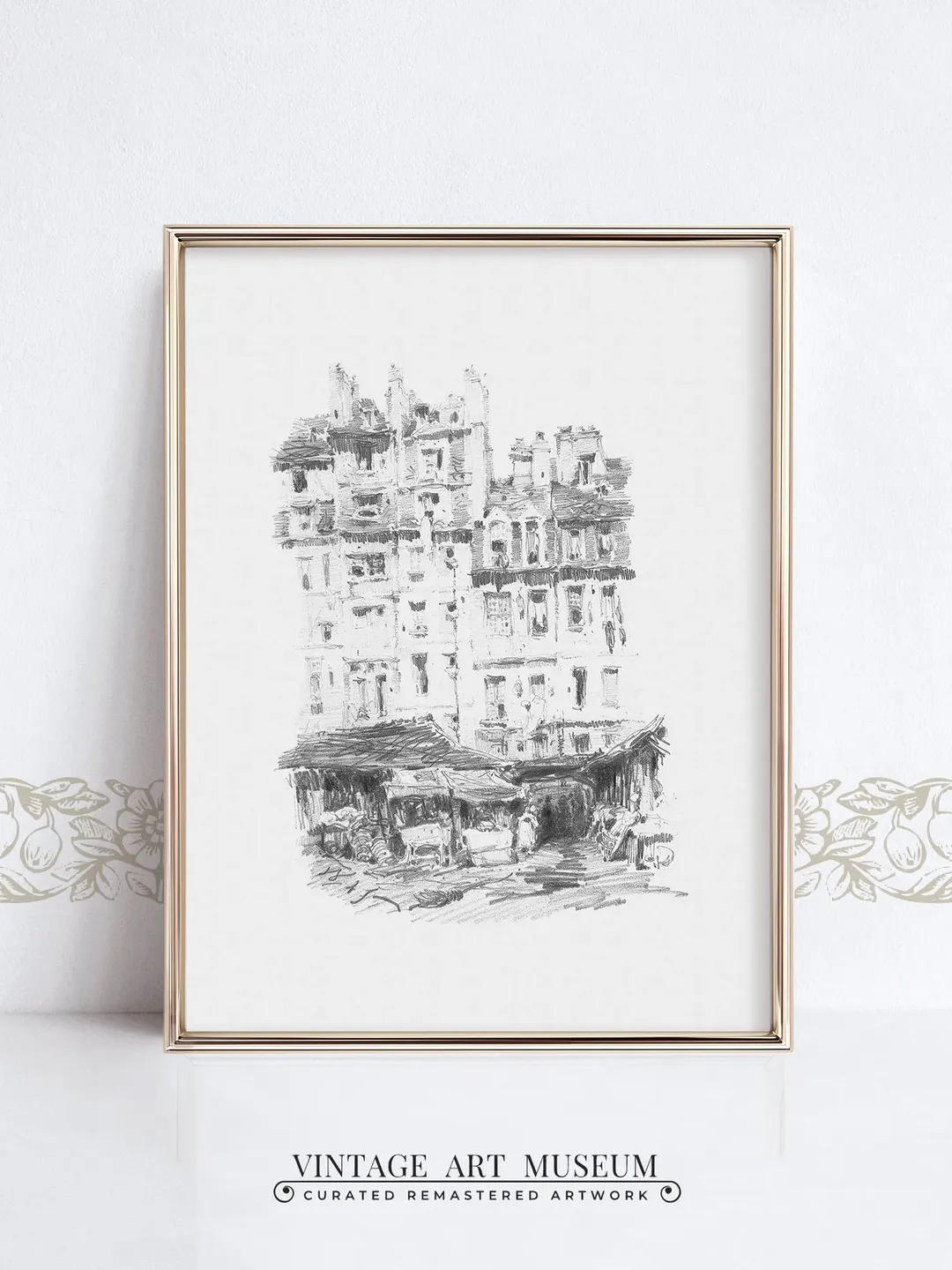 Architecture Print Vintage Sketch Art, House Pencil Drawing, Minimalist PRINTABLE Rustic Wall Decor, Digital Downloadable | 88