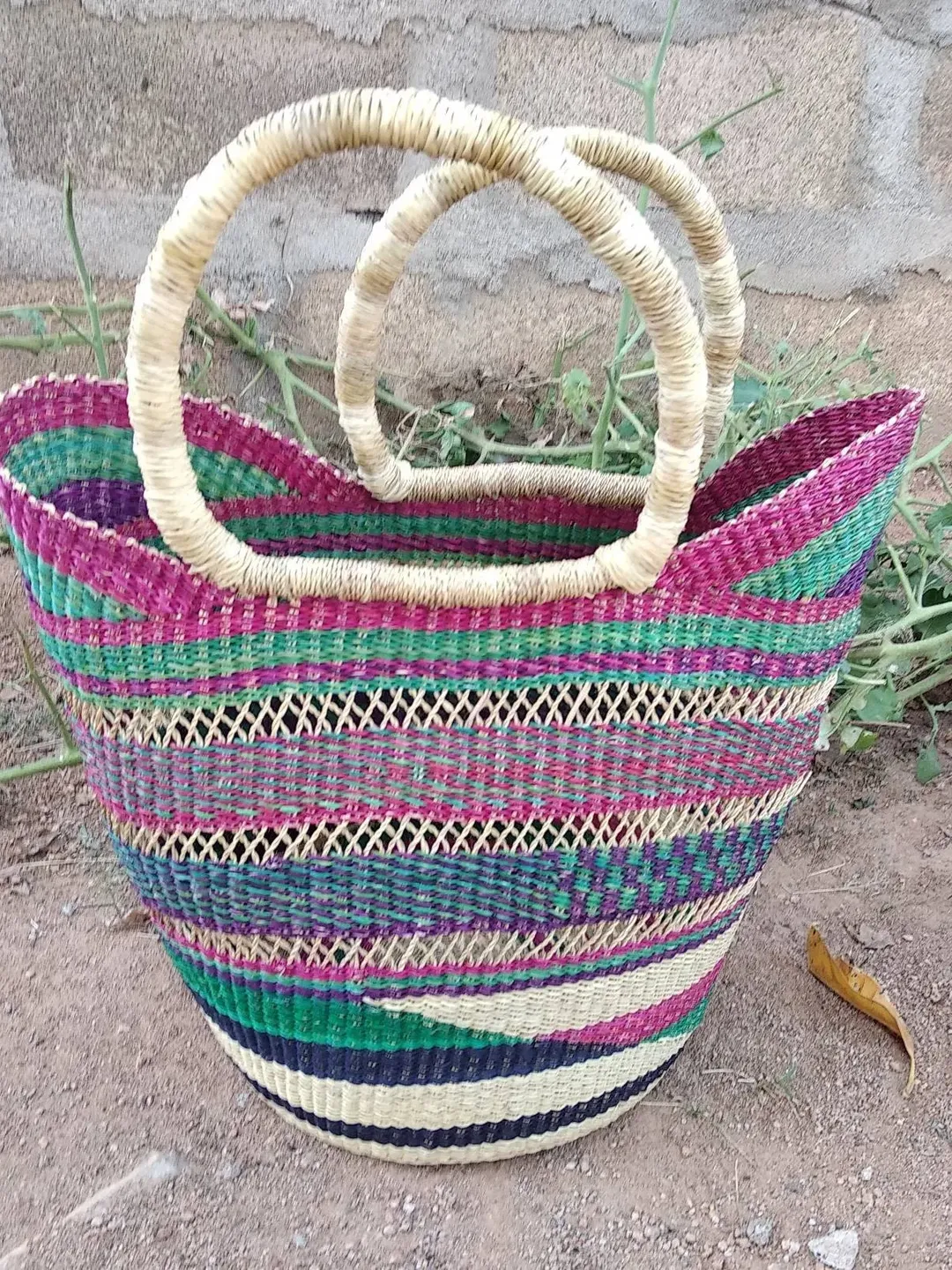 Straw basket | Flower girl basket | African basket | Desk organizer | Straw handbag | Shopping basket | Fruit basket | beach bag
