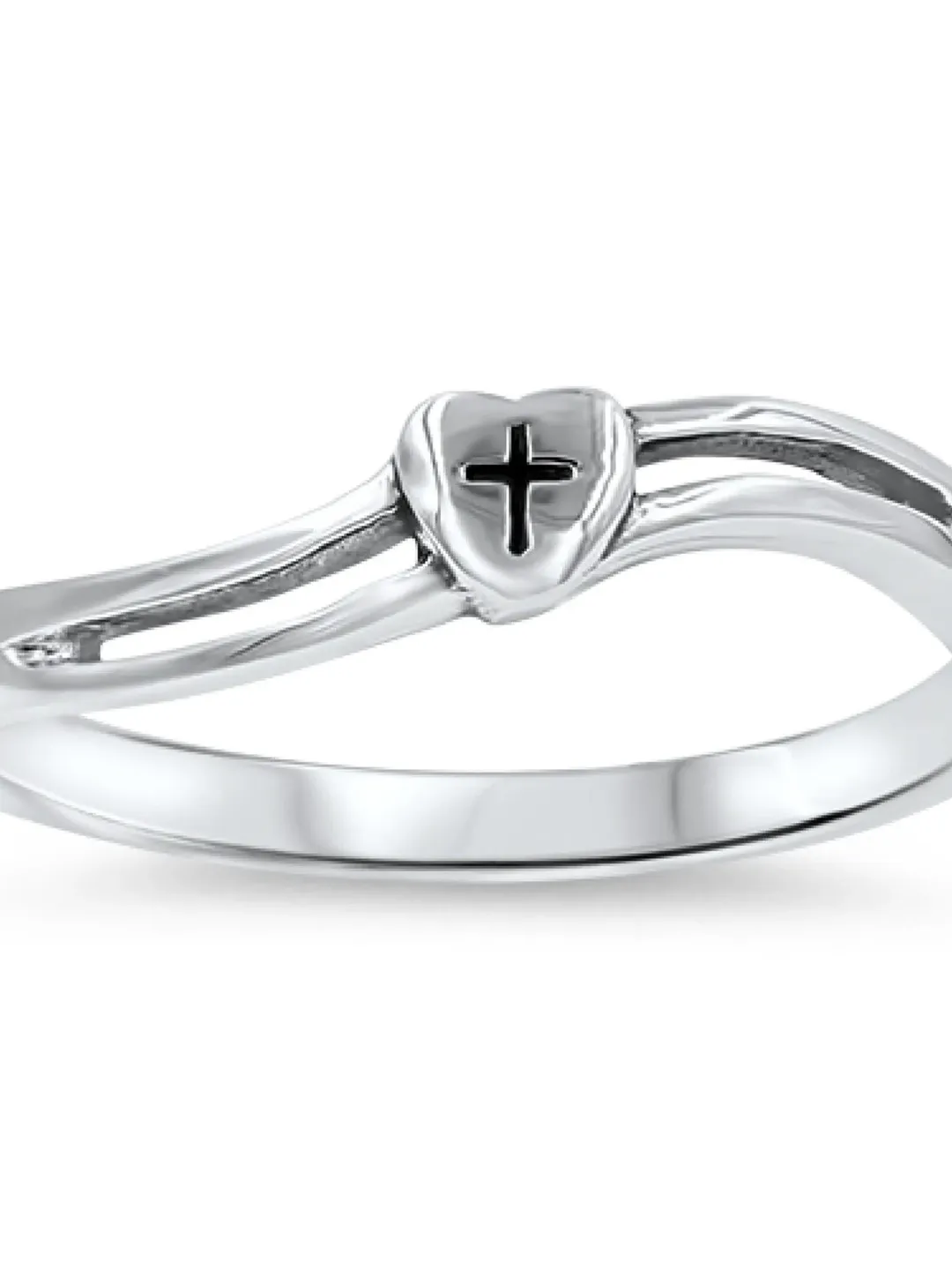 Sterling Silver Heart Cross Ring, Catholic Ring, Christian Ring, First Communion Gift, Confirmation Gift, Religious Ring, cross toe ring