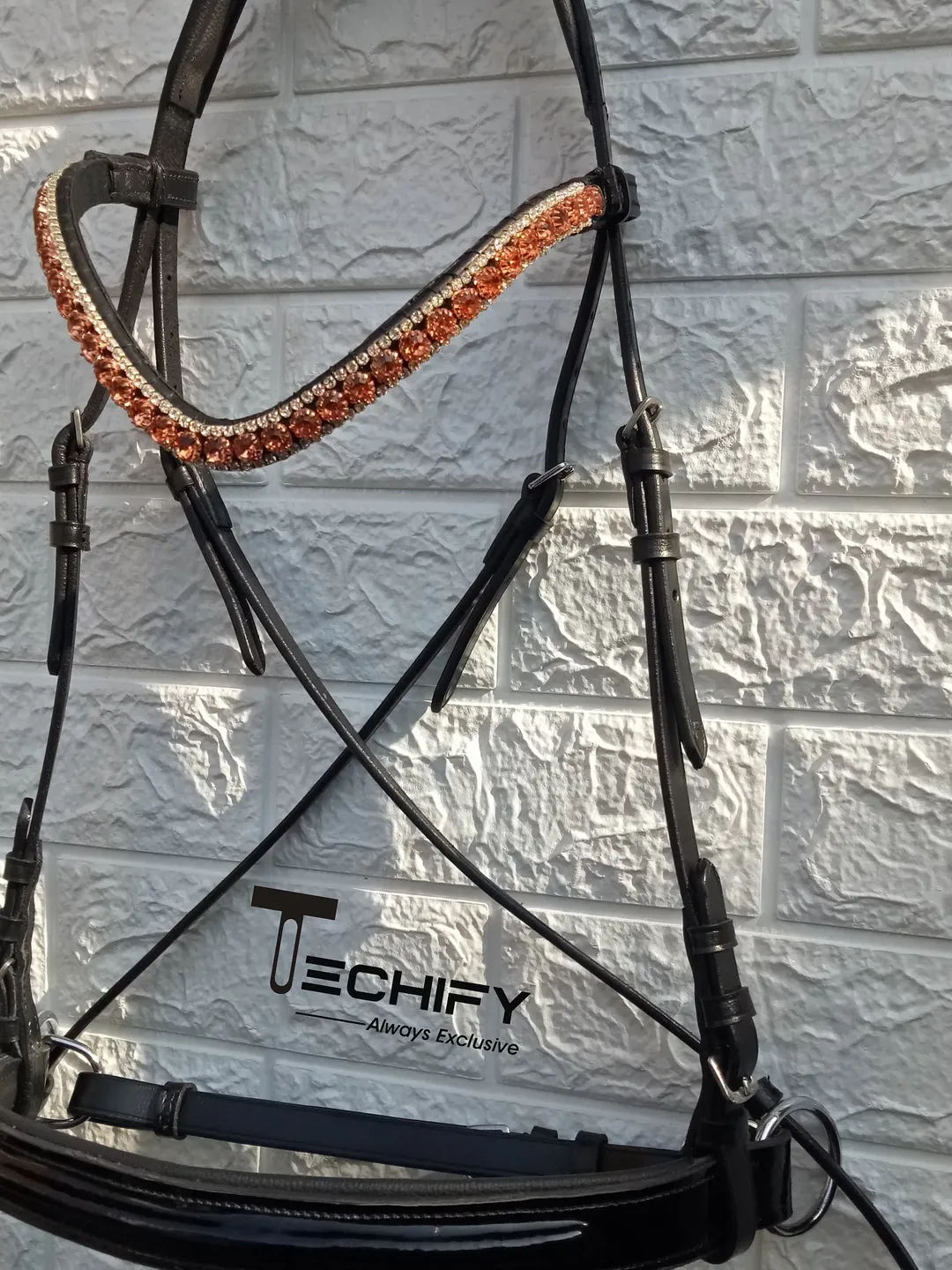 Leather Bitless Bridle for Horses with Crystal Browband -English Bridle - Western Horse Bridle - Equestrian-Horse Accessories