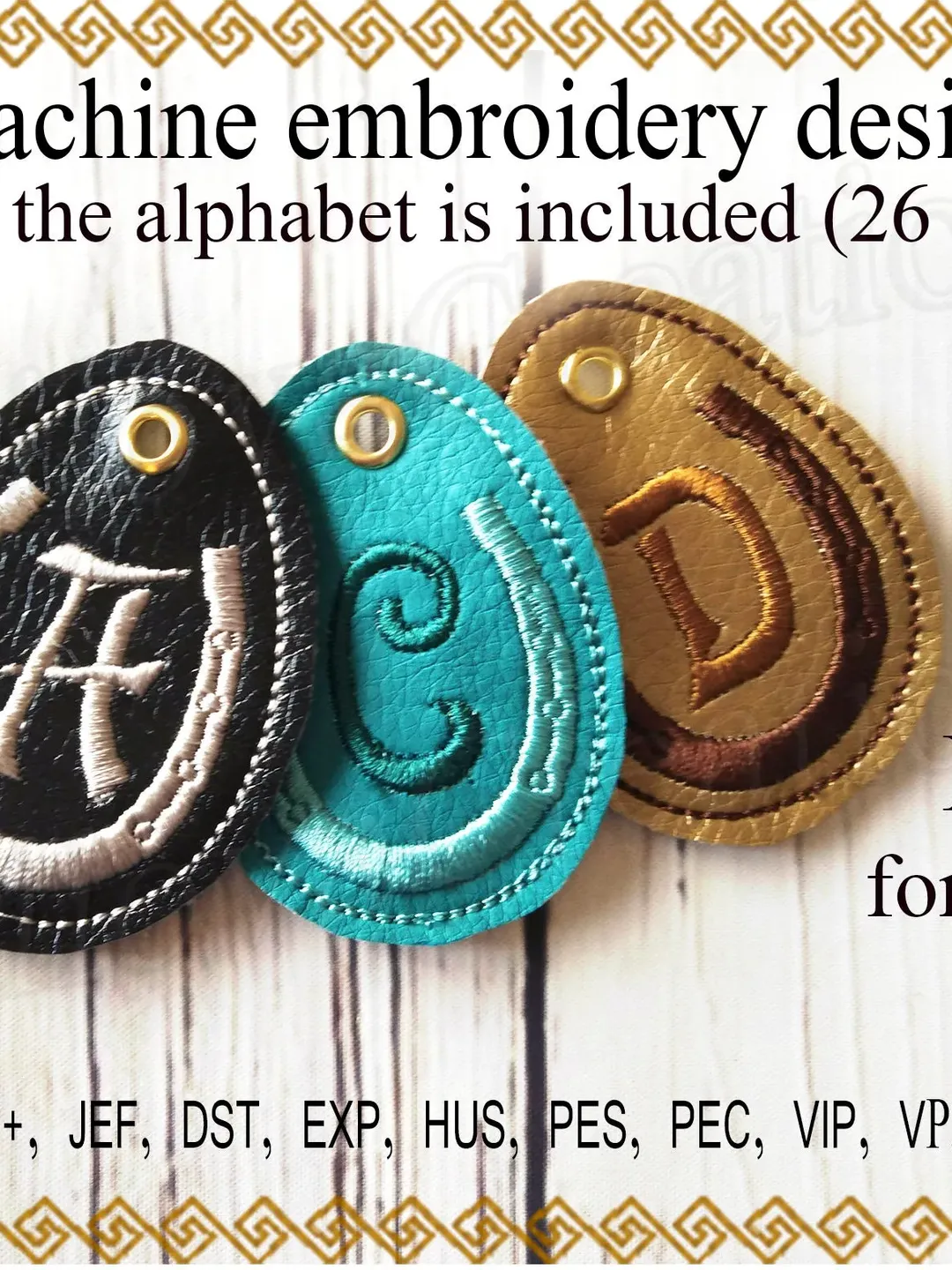 Machine Embroidery Design Key Fob horseshoe  26 Letter embroidered alphabet Snap Tab Key In The Hoop Key embroidered Instant Download.
