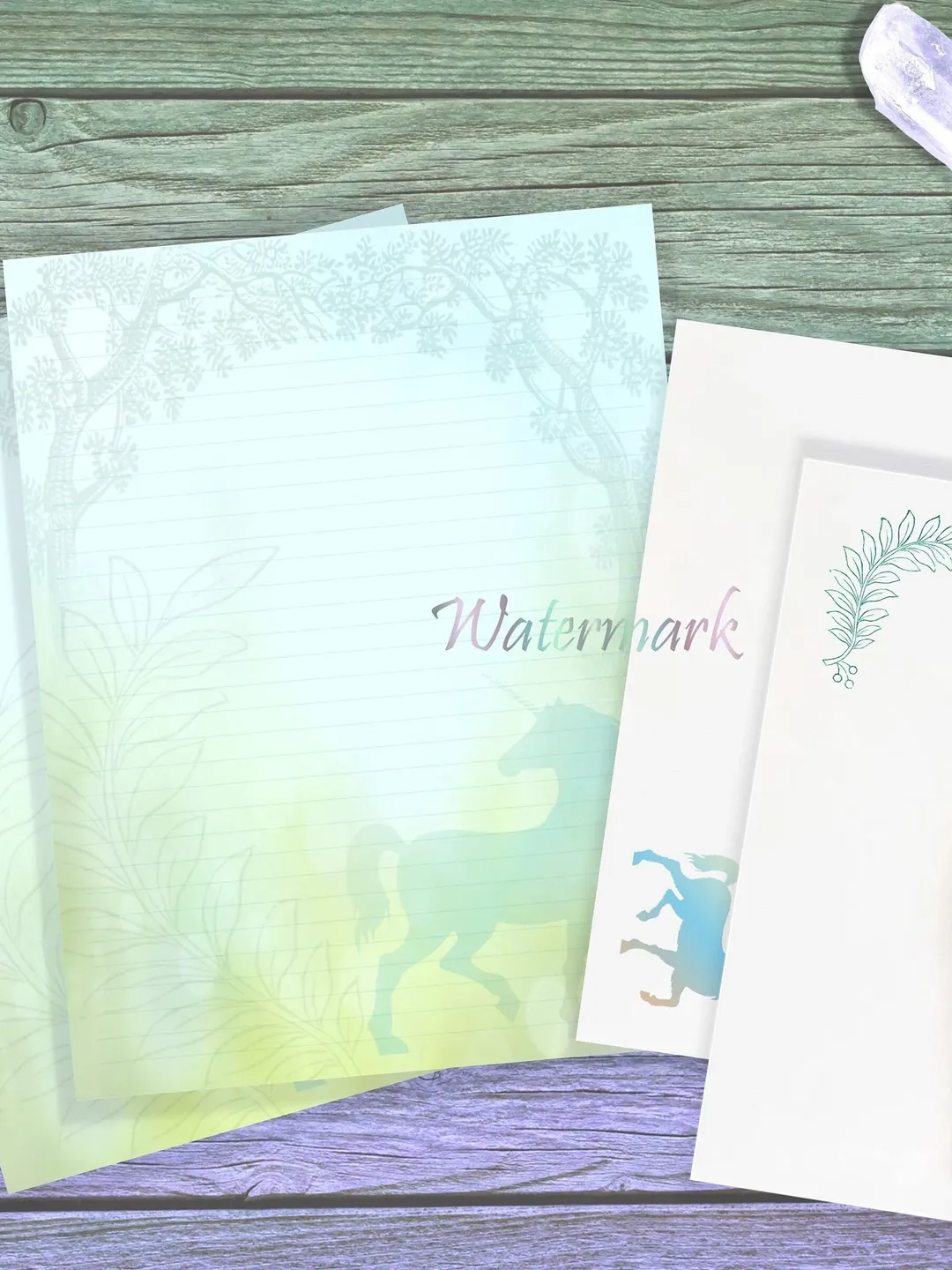 Unicorn Forest Writing Paper | Unicorn Stationery Set | Unicorn Paper | Journal Page | Letter Paper | Fantasy Stationery | Unicorn Page
