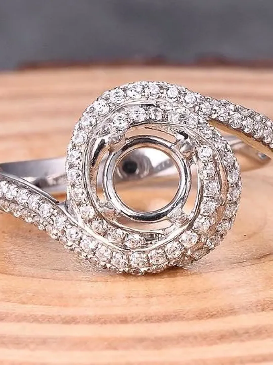 Round 6MM in Solid 14K White Gold Semi Mount Ring / Diamond Engagement Ring