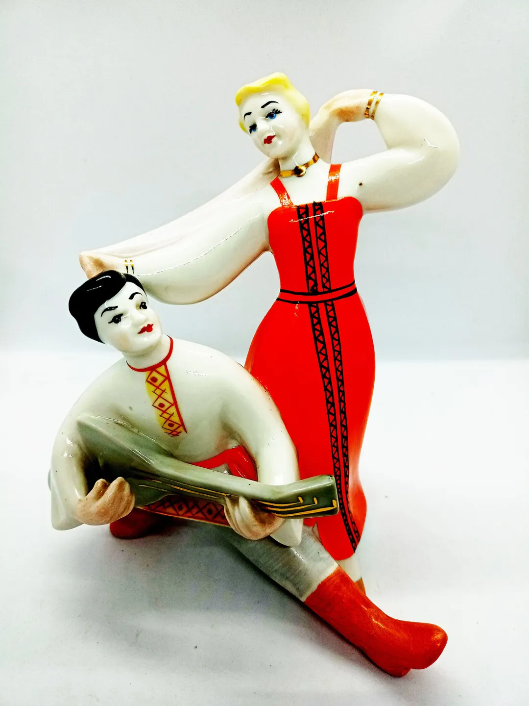 Russian SOVIET PORCELAIN figurine of a dance with a balalaika Souvenir from the USSR