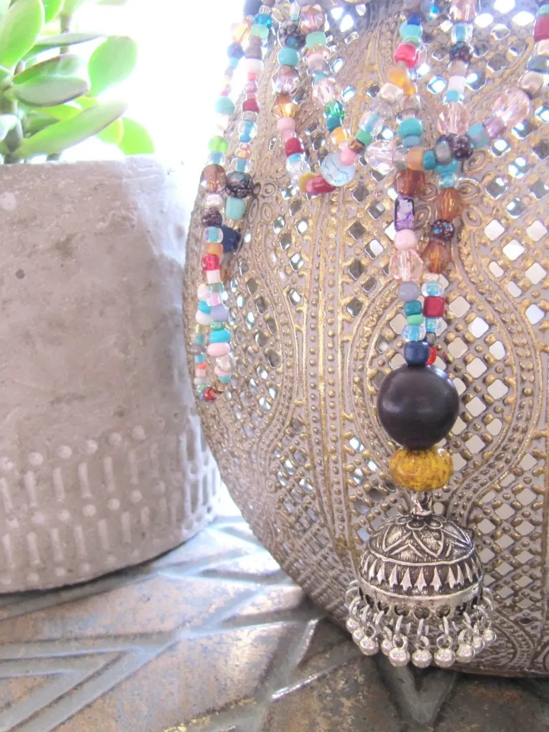 Hippie long necklace open ibiza style, boho beads necklace, wrap necklace hippie style, gift for woman special chain, jewelry hippie colors